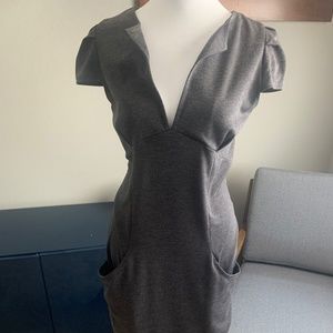Gray V cut dress